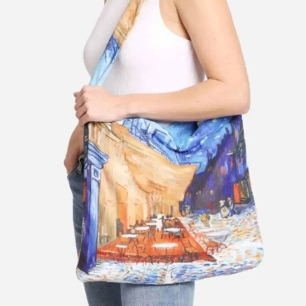 NEW JUDSON & COMPANY two-in-one convertible tote bag in van gogh café terrace